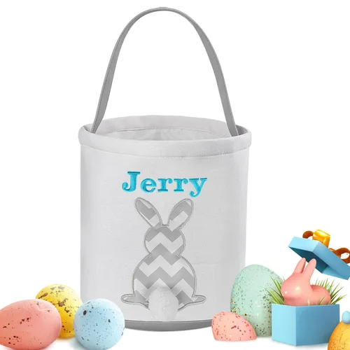 Vista 8 de Cestas de Pascua personalizadas para niños y niñas, canasta de conejo de Pascua de Touber para niños pequeños, canasta de caza de huevos de Pascua
