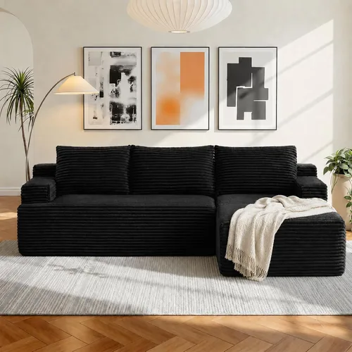 Vista 26 de Sofá modular Cloud de 108 pulgadas, moderno sofá deshuesado con otomana móvil, sofá modular de asiento profundo, sofás esquineros de pana para sala