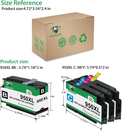 Vista 3 de Cartuchos de tinta compatibles 950xl 951xl, paquete de 5 cartuchos de tinta 950 951 de repuesto para impresoras Officejet 8630 8625 8615 8600 8620