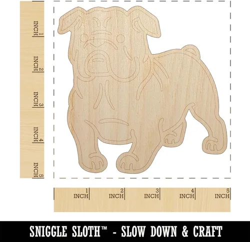 Vista 2 de Bulldog Inglés Perro de pie con forma de madera sin terminar para proyectos de manualidades – 1/4 de pulgada de grosor – 4.70 pulgadas