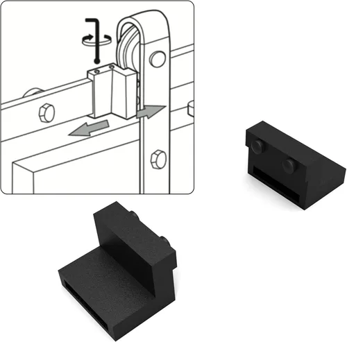 Vista 5 de CCJH Tope de puerta de granero 2 piezas para riel superior Accesorios de hardware de puerta corredera de riel plano Dispositivo de límite de parada