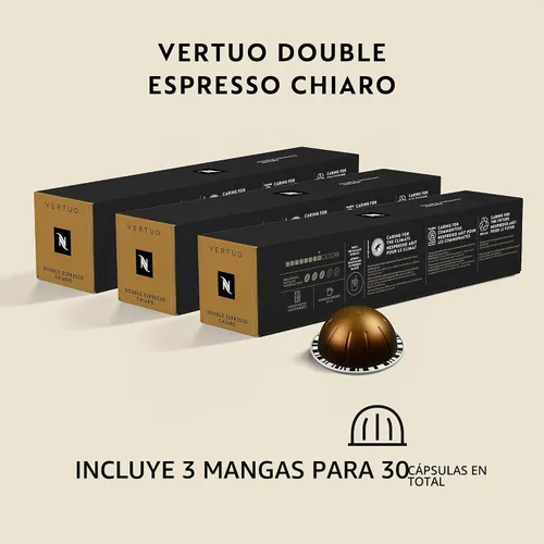 Vista 4 de Nespresso Cápsulas Vertuo, Double Espresso Chiaro, café espresso de tostado medio, 30 cápsulas de café, prepara 2.7 onzas.
