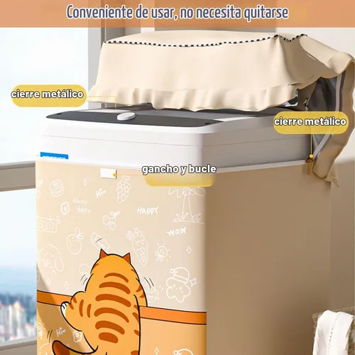 Vista 6 de Cubierta de carga superior para lavadora, cubierta impermeable para secadora con cremallera, a prueba de polvo, al aire libre, funda protectora