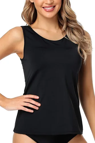 Vista 2 de PERONA Traje de baño de dos piezas para mujer, sexy, cuello en V, control de abdomen, tankini de talla grande