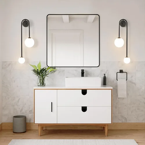 Vista 7 de Lámpara de Pared Moderna con Globo de Vidrio de 2 Luces, Aplique de Pared de Latón Doblemente Cepillado, Iluminación de Mediados de Siglo, Lámpara