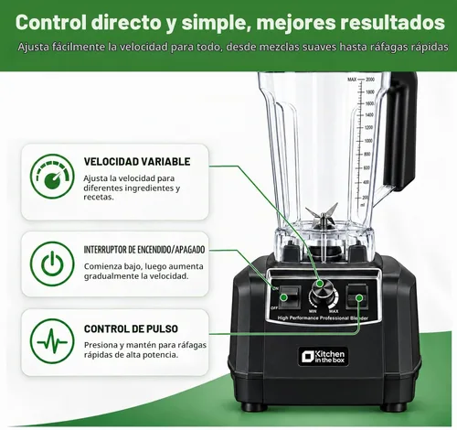 Vista 5 de Kitchen in the box Licuadora de 68 onzas – Batidoras de cocina de 1500 W, gran capacidad, licuadora profesional para hacer bebidas congeladas Negro