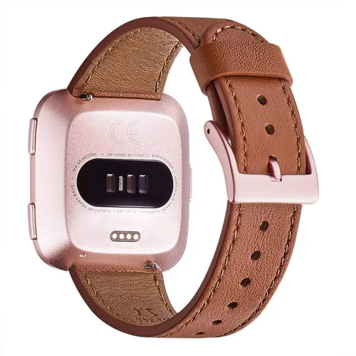 Vista 17 de WFEAGL Correa para Fitbit Versa, correa de cuero de grano superior para reloj inteligente Fitbit Versa Fitness (correa negra + hebilla negra)