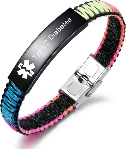 Vista 9 de JF.JEWELRY Pulsera de alerta médica para mujeres T1D T2D Pulsera de identificación de alerta médica para diabetes y epilepsia para niñas y niños