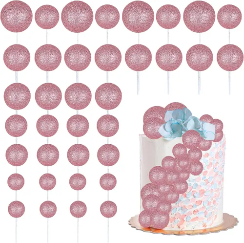 Vista 17 de 30 piezas de mini globo para decoración de tartas, bolas de espuma con purpurina, bolas de perlas de imitación, decoración para tartas, decoración