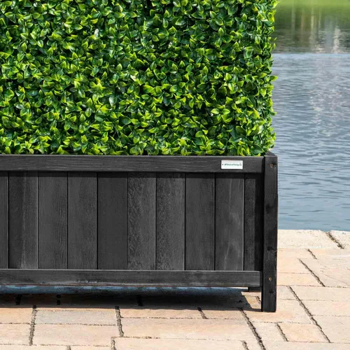 Vista 5 de NatraHedge Hampton - Maceta de madera negra contemporánea de 15 pulgadas, para uso en interiores y exteriores, para patio y jardín