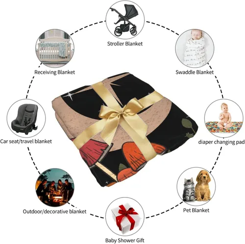 Vista 8 de Manta de hongos, ultra suave, cálida y ligera, de franela de forro polar con microhongos, para cama, sofá, regalo de viaje, decoración de hongos