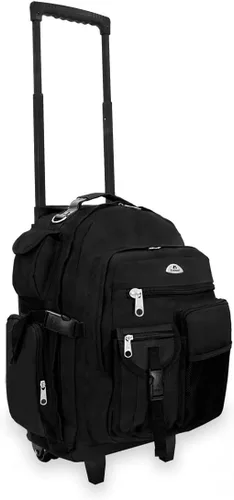 Vista 5 de Everest Deluxe Mochila con ruedas., Negro), 5045WH-BK