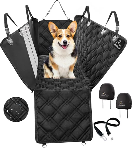 Vista 7 de Meadowlark Fundas de asiento para perro, diseño único y protección completa del automóvil: puertas, reposacabezas y asiento trasero. Solapa lateral