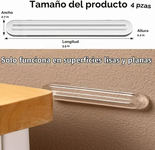Vista 5 de 4 piezas de topes largos para muebles - Protectores de pared, tope de puerta de refrigerador, 5.5x0.7x0.2 pulgadas