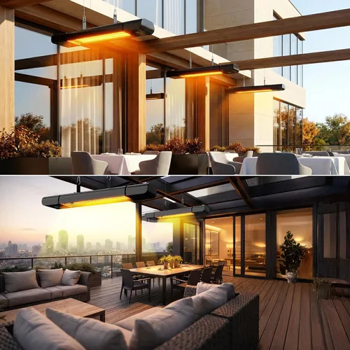 Vista 7 de Calentador eléctrico infrarrojo para patio, calentador eléctrico para patio al aire libre, colgante y calentador montado en el techo para patio