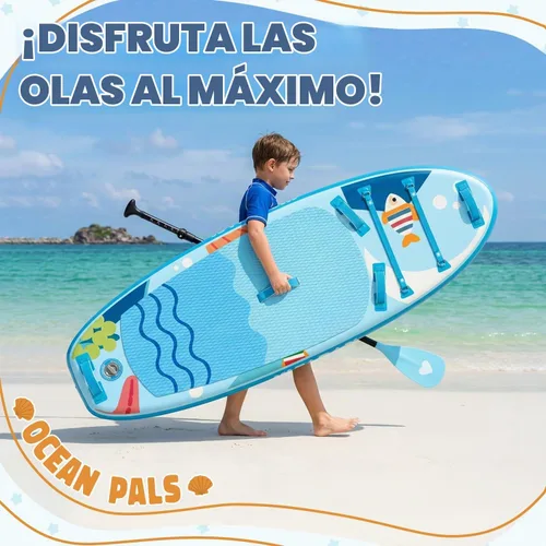Vista 8 de Tabla de remo para niños con accesorios de SUP, tabla de remo para niños duradera, ligera y estable, cubierta antideslizante ancha, tablas de remo