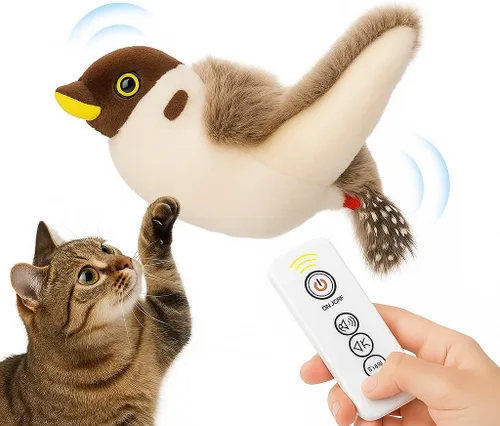 Vista 10 de Juguete interactivo de pingüino para gatos, juguete recargable con alas aleteadas con hierba gatera, alas de batir automáticas, divertido juguete