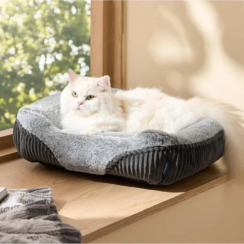 Vista 9 de Bedsure Cama lavable para perros pequeños y gatos, cama rectangular para cachorros, 20 x 19 x 6 pulgadas