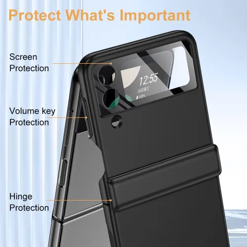 Vista 2 de Funda para Samsung Z Flip 4: [Protección completa de bisagra] Funda delgada para teléfono con protección de pantalla incorporada, protección