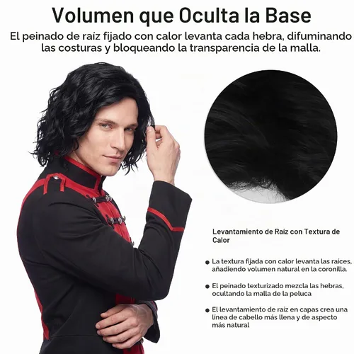 Vista 6 de Yan Dream Peluca rizada negra para hombre, peluca de pelo corto para Negro