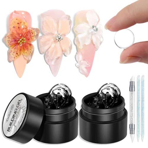 Vista 9 de SUTOKAKA Gel constructor sólido para uñas, 1.06 oz transparente, no pegajoso, escultura 3D, modelado, tallado, gel duro, pegamento de extensión