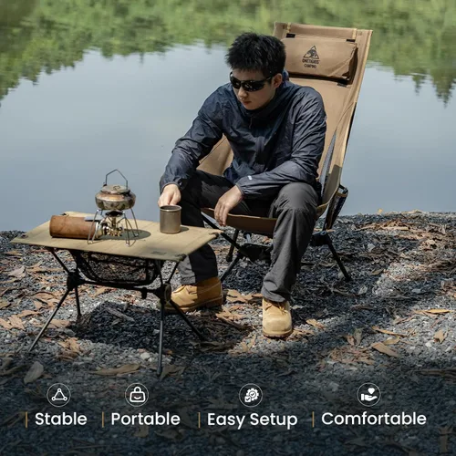 Vista 7 de ONETIGRIS Silla de Camping de Respaldo Alto Tigerblade con Diseño de Almohada, Silla Plegable Cómoda con Asiento Ampliado