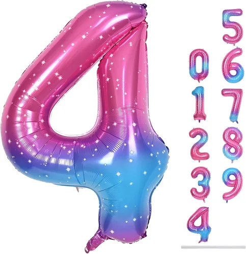 Vista 187 de Globo negro del número 0 para niñas y niños, 40 pulgadas, grande, número 0-9, de papel de aluminio, de Mylar para helio, juego de globos digitales
