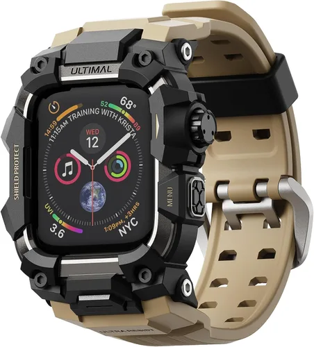 Vista 21 de ULTIMAL Funda Resistente con Correa para Apple Watch 44mm, Compatible con Apple Watch Series SE 3/SE 2/SE Generation/6/5/4, Funda Táctica Antigolpes
