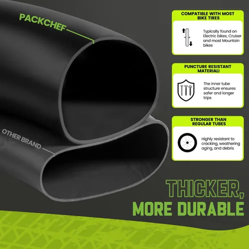 Vista 4 de Tubo de neumático grueso resistente de 20 x 4.0, 26 x 4.0 con válvula Schrader - Tubo interior de goma butílica gruesa para bicicletas eléctricas