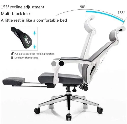 Vista 3 de Commercial Ergonomic High Back Executive Mesh Chair, with Adjustable Lumbar Support, Headrest(D)