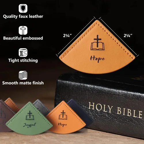 Vista 5 de 6 marcapáginas de cuero para la Biblia, esquina de página, regalos cristianos inspiradores y religiosos para hombres, mujeres y niños, perfectos