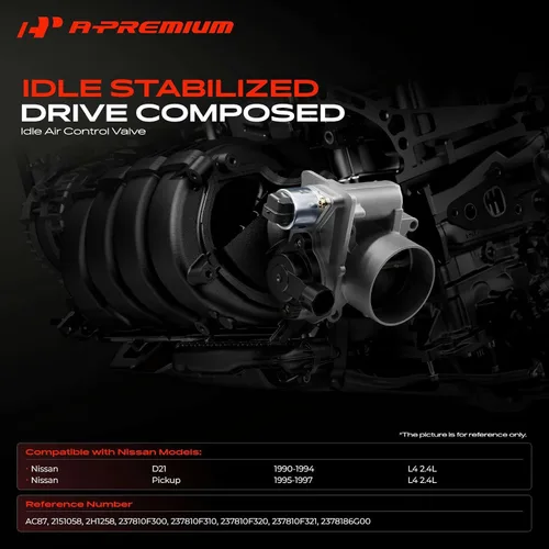 Vista 2 de Válvula de control de aire en ralentí de inyección de combustible A-Premium Compatible con Nissan D21 1990-1994, Pickup 1995-1997 2.4L, Reemplazo#