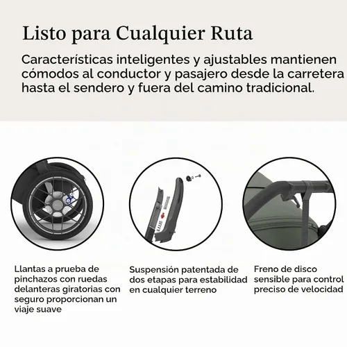 Vista 5 de UPPAbaby Ridge V2 Jogging Stroller - Suspensión todo terreno - Evelyn Evelyn (verde prado)