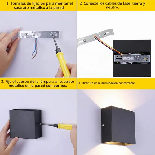 Vista 7 de Lightess Aplique de pared LED cableado, 10 W, juego de 2 lámparas de pared modernas negras, luces de montaje en pared arriba hacia abajo, mini metal