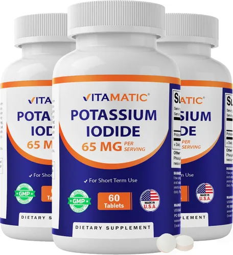Vista 10 de Vitamatic Yoduro de potasio 65 mg por porción – 60 tabletas – Apoyo tiroideo – píldoras KI (60 unidades (paquete de 1))