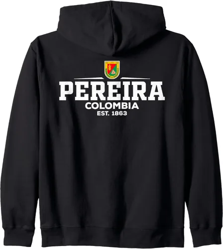 Vista 2 de Pereira Colombia - Sudadera con capucha y cremallera, Negro