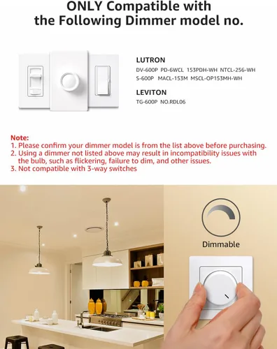 Vista 3 de Lepro Bombillas LED regulables equivalentes a 100 W, 14 W, 1500 lúmenes, blanco cálido suave 2700 K, base media estándar A19 E26, certificación UL
