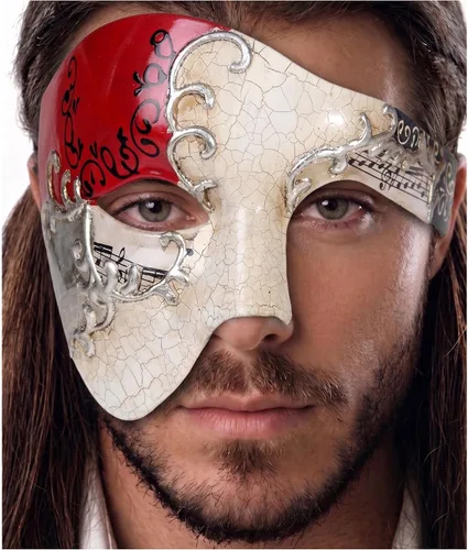 Vista 10 de Máscara de mascarada para hombre, máscara del fantasma de la ópera, máscara de baile de graduación, Mardi Gras, Haloween veneciano, media cara