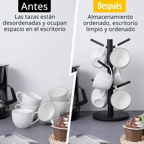 Vista 5 de MyLifeUNIT Soporte para Tazas, Soporte para Tazas de Café con 6 Ganchos (Negro) MyLifeUNIT