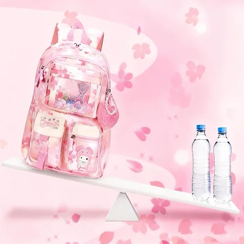 Vista 7 de Mochila infantil para niñas, mochila escolar de dibujos animados para estudiantes de escuela secundaria primaria, bolsa de libros para niños Kawaii