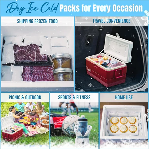 Vista 2 de Paquetes Fríos de Envío Hielo Seco para Envío de Alimentos Congelados, Láminas Flexibles de Paquetes de Hielo Frío para Hieleras, Paquetes de Hielo