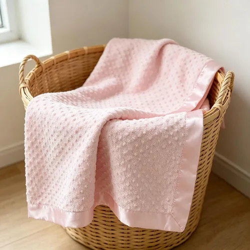 Vista 4 de American Baby Company Heavenly - Manta de recepción de felpilla suave (30 x 40 pulgadas), diseño de 2 capas con lunares minky y satén sedoso, rosa