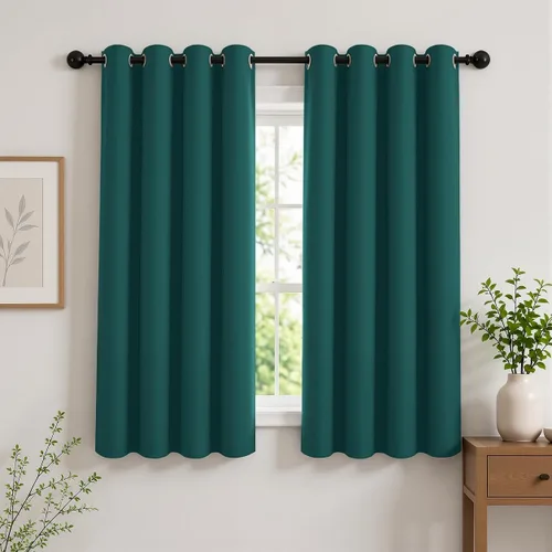 Vista 43 de Cortinas de oscurecimiento de habitación de 45 pulgadas de largo para dormitorio y sala de estar, cortinas térmicas aislantes con ojales
