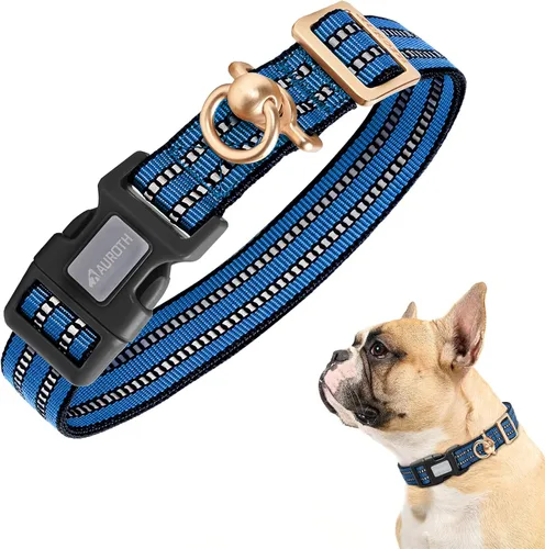 Vista 24 de Collar de perro Auroth para perros medianos y grandes, collar de perro reflectante, collares de perro de nylon suave ajustables con resistente