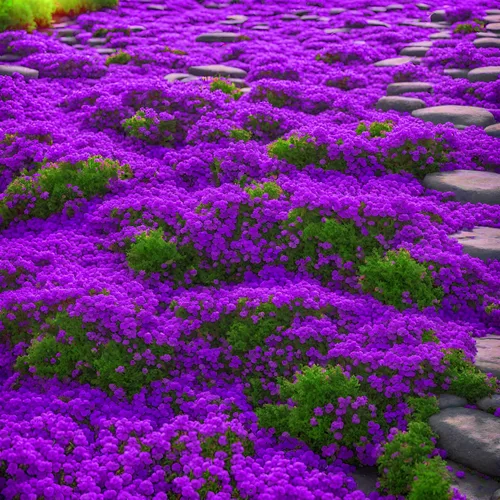 Vista 3 de 2000+ Mix Creeping Thyme Seeds Ground Cover 4 Lavanda Púrpura, Rojo, Amarillo