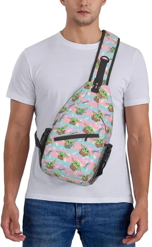 Vista 2 de Bolso bandolera para hombres y mujeres, mochila cruzada de dibujos animados de anime con llavero multiusos bolsa cruzada en el pecho