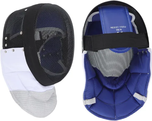 Vista 9 de Equipo protector de esgrima, forro impermeable, máscara de entrenamiento de esgrima, duradera, ligera, acabado antirreflejo, negro con babero grueso