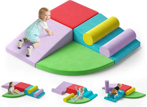 Vista 15 de Lischwert Bloques de escalada de espuma para niños pequeños de 1 a 3 años, juego suave de 4 piezas con juguetes de exploración para gatear, bloques