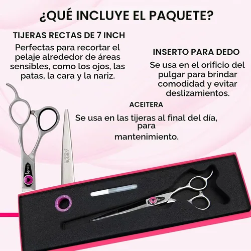 Vista 4 de Kenchii Tijeras de aseo para perros Love de 7 pulgadas rectas