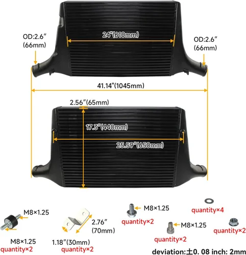 Vista 5 de Intercooler de rendimiento de ajuste para A4 B8 A5 B8 2.7/3.0 TDI 2008-2012